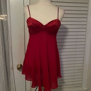 Vintage Red Velvet Victoria’s Secret Chemise Medium